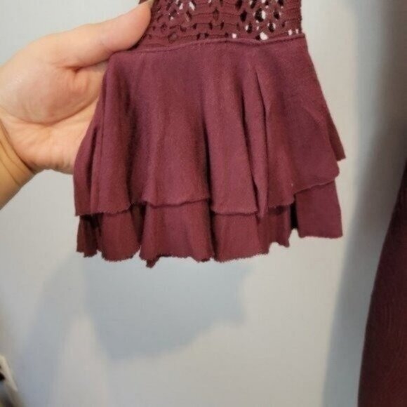 Free People City Girl Bodycon Crochet Lace Mini Dress Plumberry Burgundy Purple - Picture 8 of 12